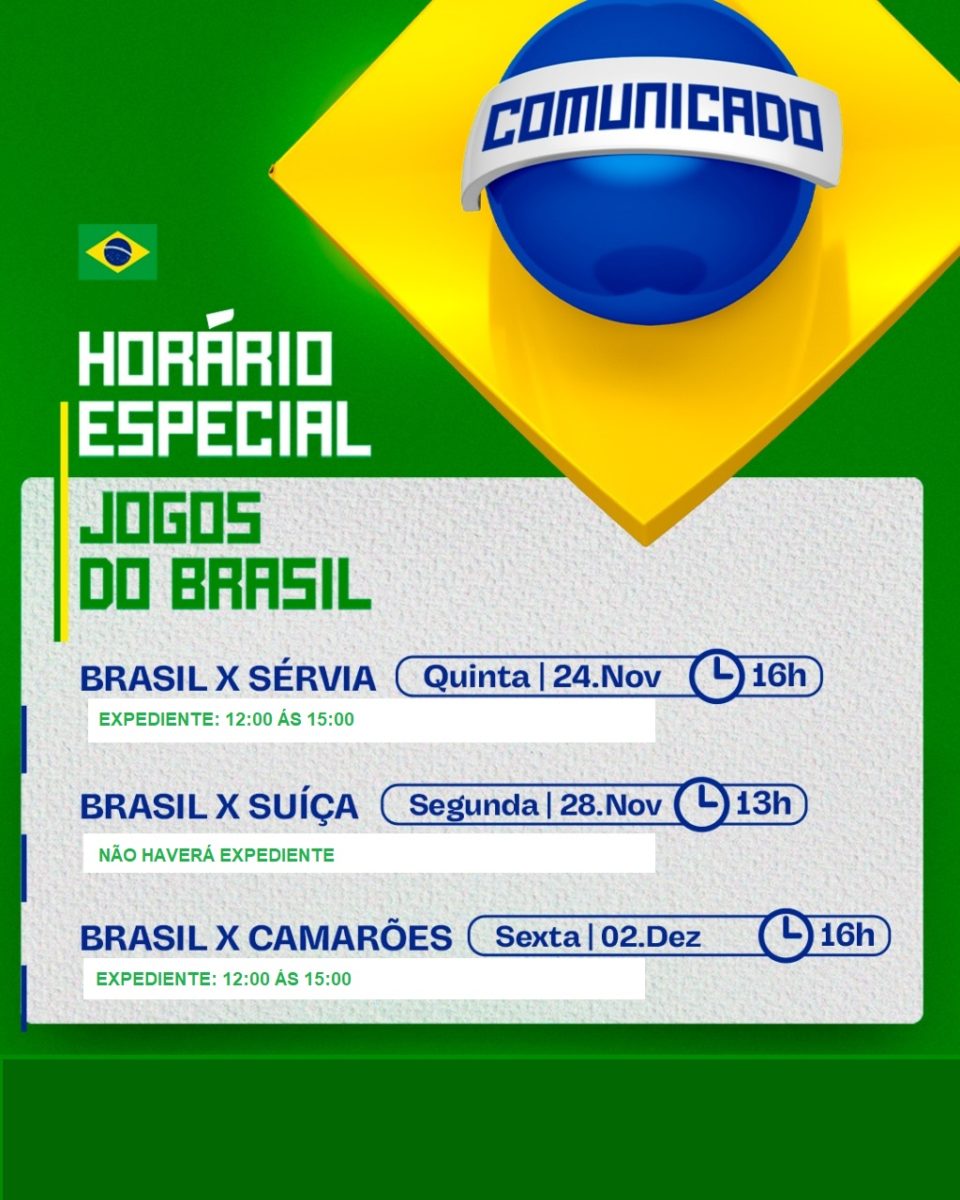 Horário especial em Jaguaré nos dias de jogos do Brasil na Copa do Mundo –  Jornal O Conilon